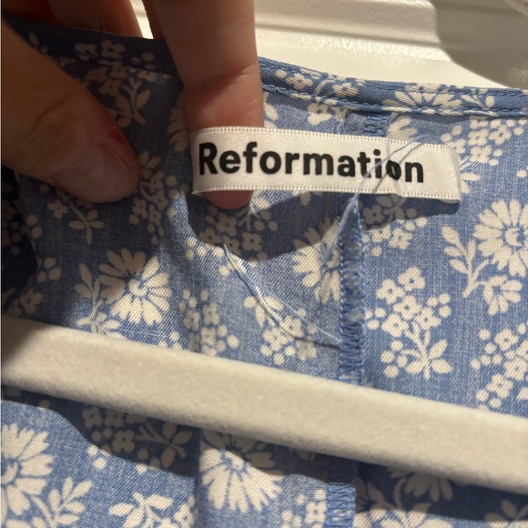 Reformation Blue Floral Wrap Mini Dress - Picture 2 of 2